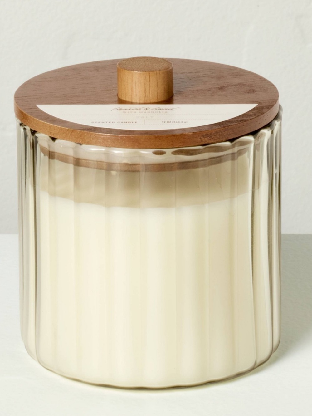 Hearth and Hand Sea Salt 2 wick Scented Candle in Ribbed Glass